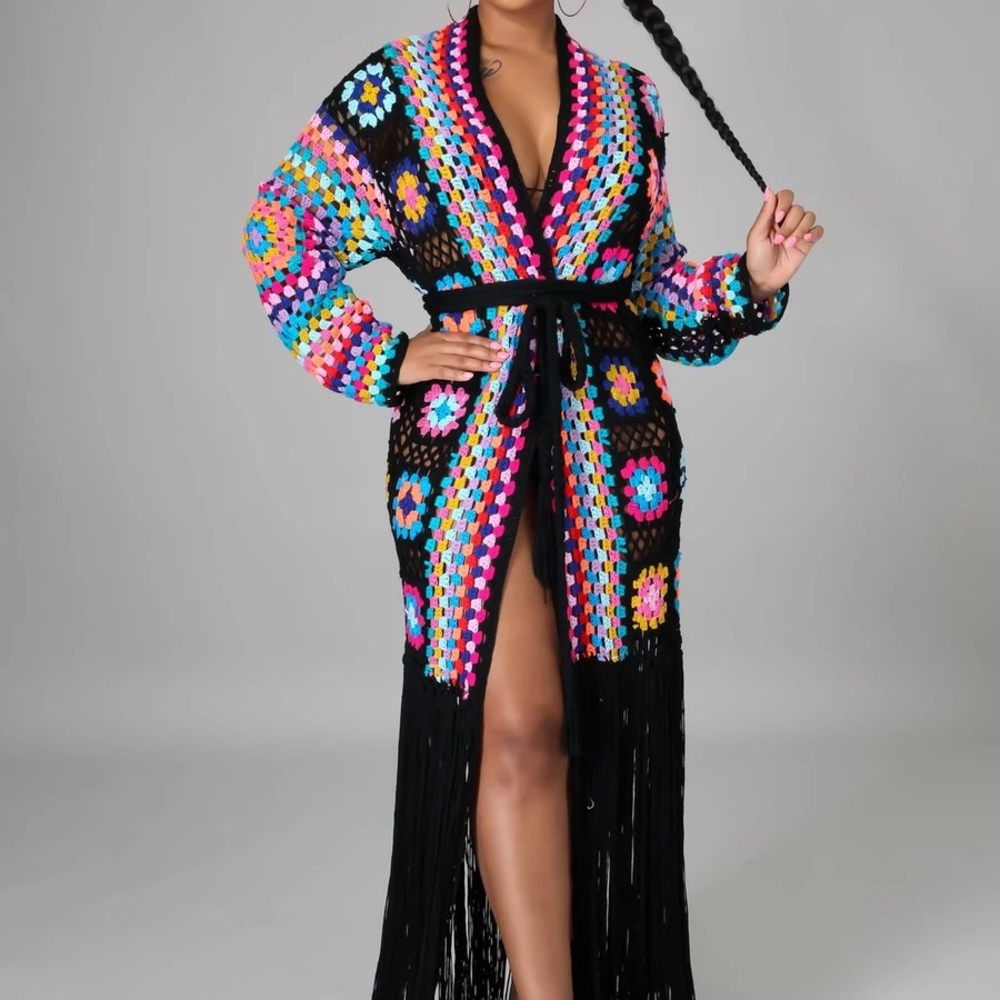SOLD-MultiColor Crochet Cardigan